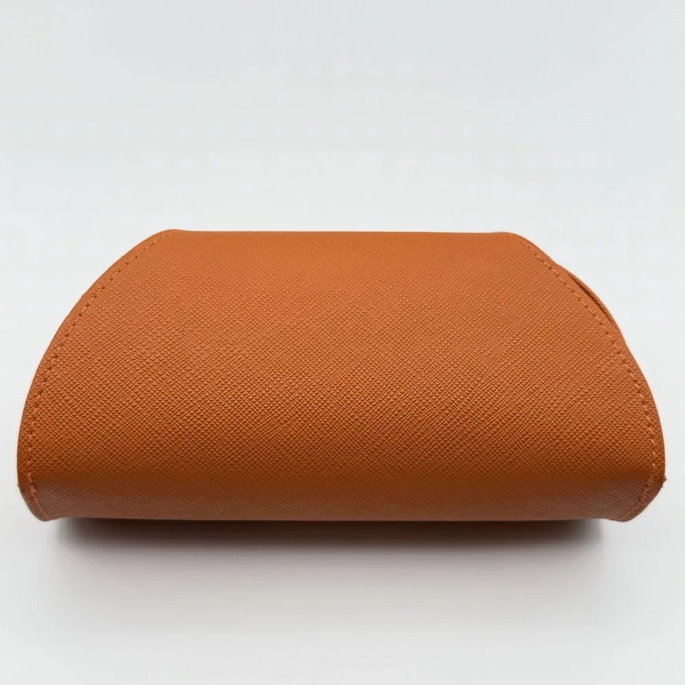 Protective Orange Tory Burch Sunglass Eyewear Case‎ Textured Leather Gold Logo